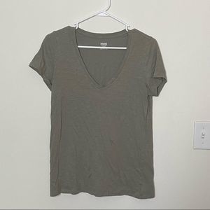 PINK Gray Green V Neck T-Shirt